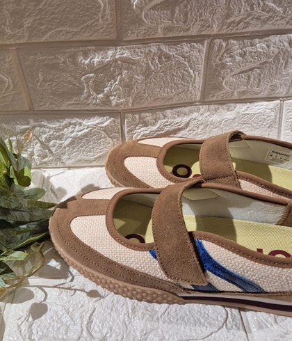 BAILARINAS DEPORTIVAS Gioseppo NIONBE PIEL Y LINO beige azul - Imagen 2