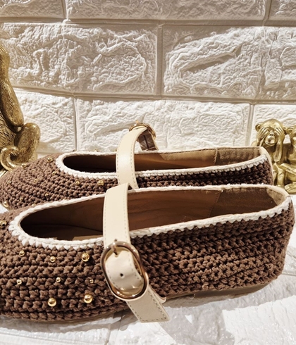 BAILARINAS GIOSEPPO 78190 MANYONI PIEL, CROCHET Y CUENTAS MARRÓN - Imagen 2