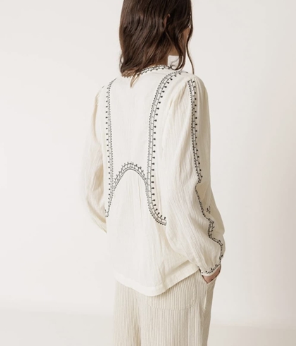 Blusa Indi & Cold AD186 bordado étnico cruda manga larga - Imagen 2