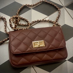 Bolso acolchado piel pequeño marrón. - Imagen 2