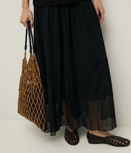 BOLSO YERSE de MALLA CUENTAS DE MADERA CAMEL - Imagen 2