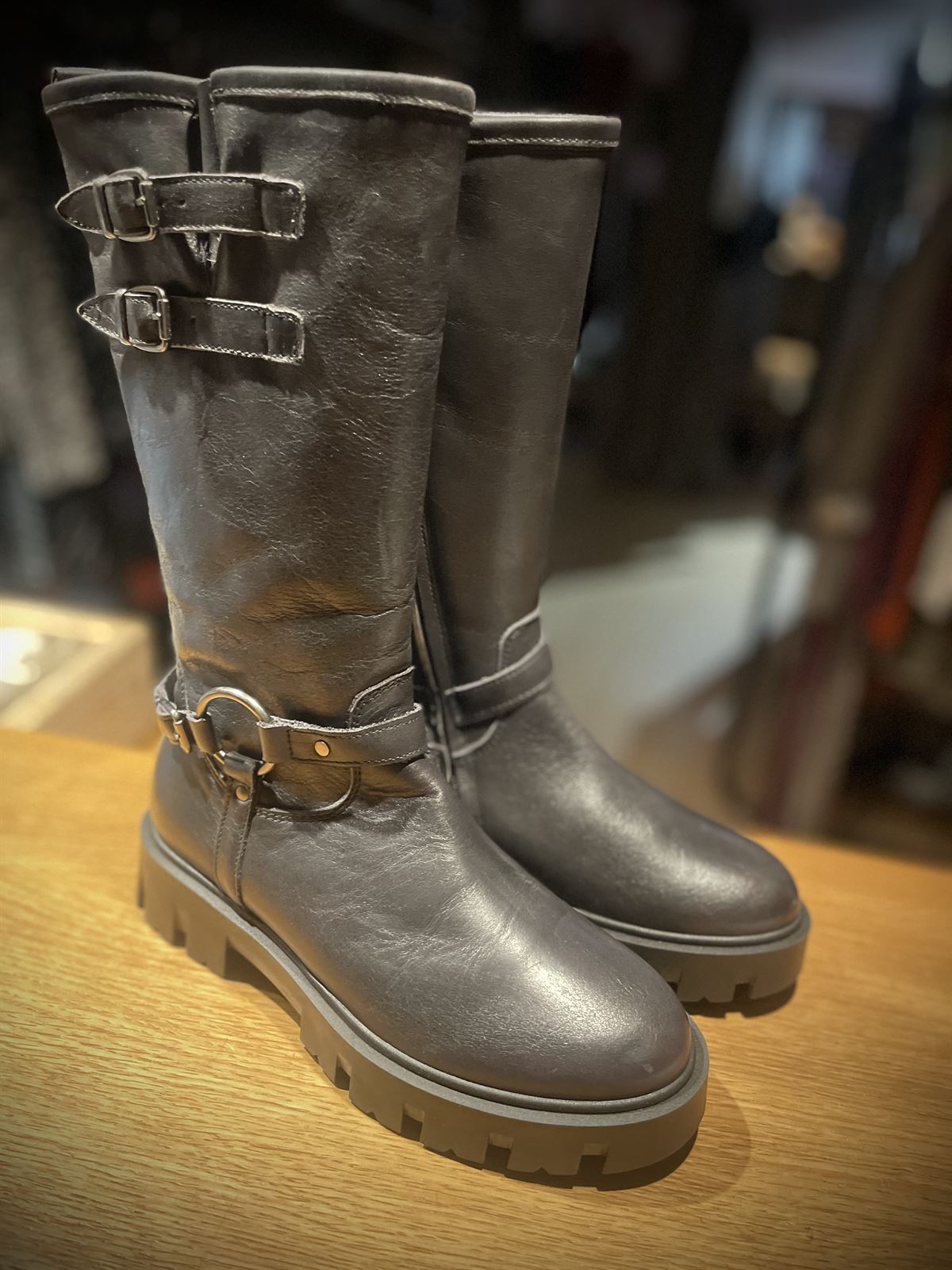 BOTA YOWAS Bretone BIKER PIEL Negra - Imagen 1