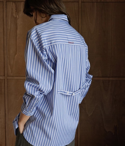 CAMISA CLÁSICA IndI & Cold PUÑOS DE ENCAJE azul blanco azul - Imagen 2