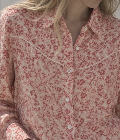 CAMISA Indi & Cold AD 125 WESTERN FLORES Rojo pizcara - Imagen 2