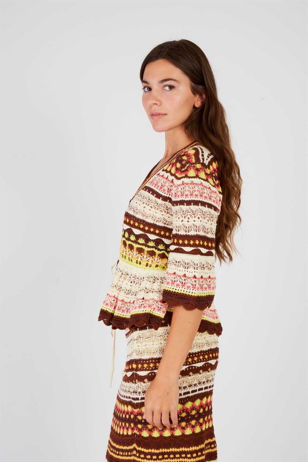 Cardigan  Derhy FLYNN crochet marrones. - Imagen 1