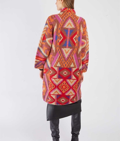 Chaqueta Derhy BAROQUE larga estampado tonos tierra - Imagen 2