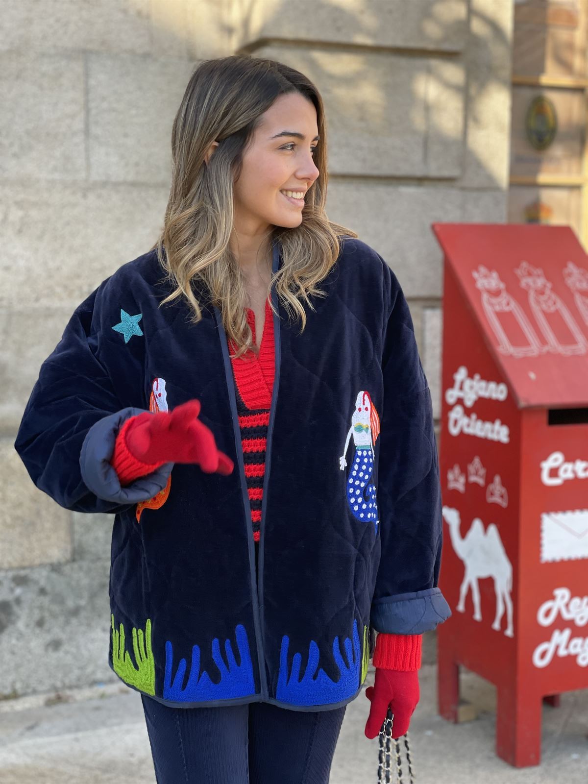 Chaqueta/Kimono  sirena terciopelo azul marina - Imagen 1