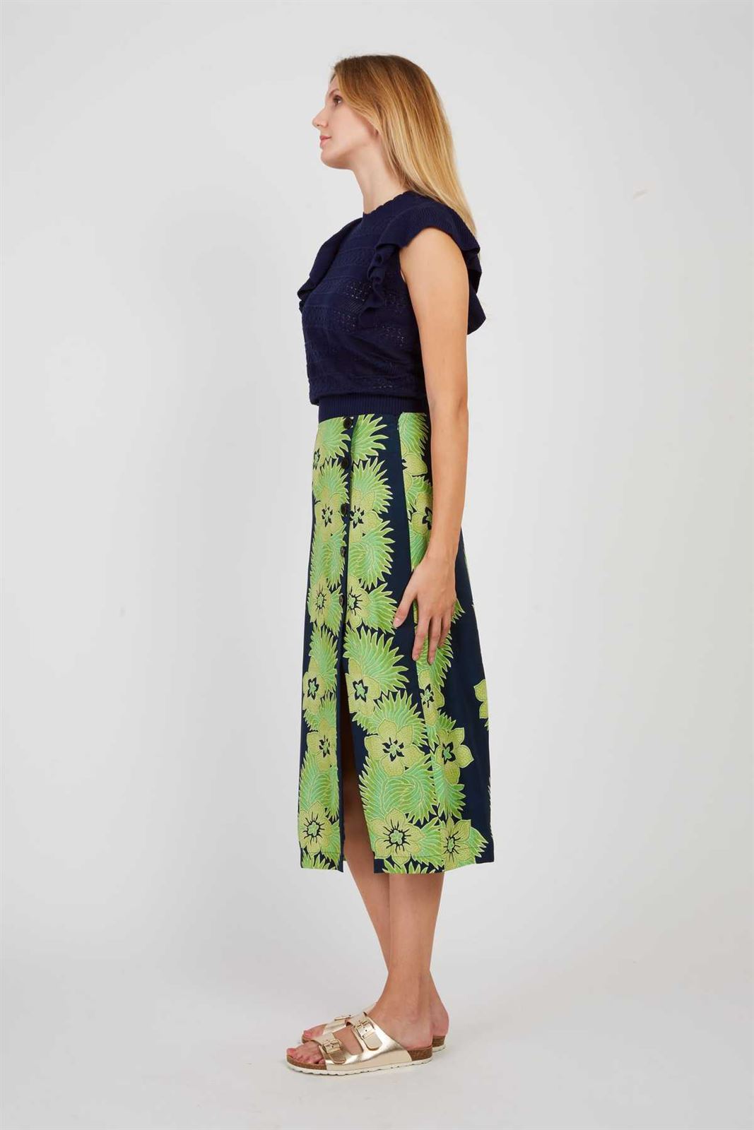 Falda Derhy ALBERTA estampada verdes - Imagen 1