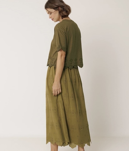 Falda Indi & Cold MC167 FALDA MIDI BORDADA khaki - Imagen 2