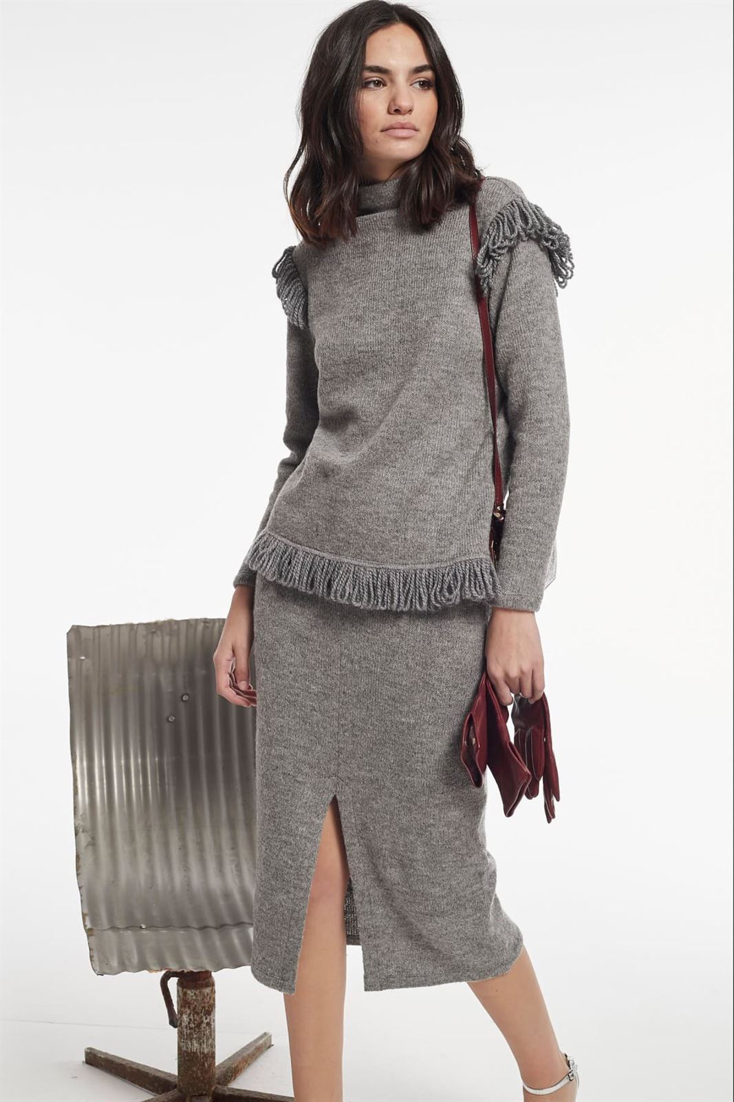 Falda Oky ARDEN punto tricot gris - Imagen 5