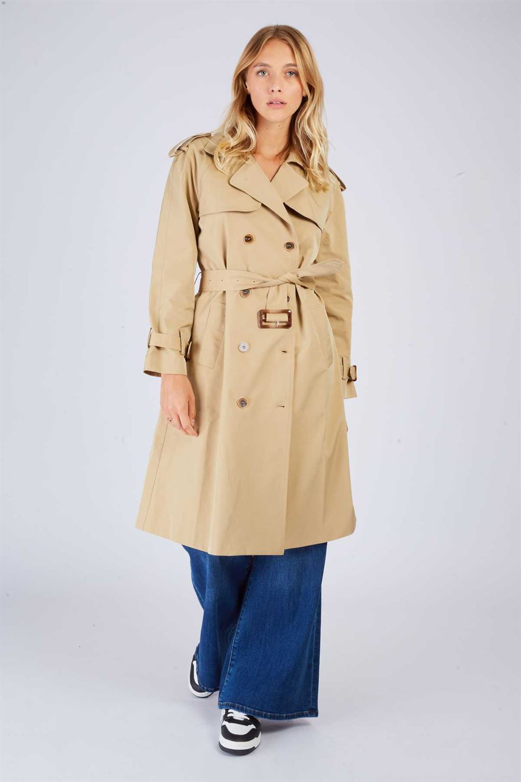 Gabardina Derhy Uliana color beige - Imagen 1