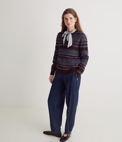 Jersey 43517 Jersey Jacquard con lana marrón. - Imagen 2