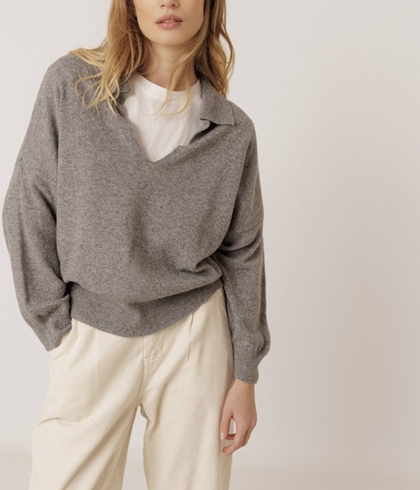 JERSEY Indi & Cold REF. MO540 polo con cashmere gris vigoré - Imagen 2
