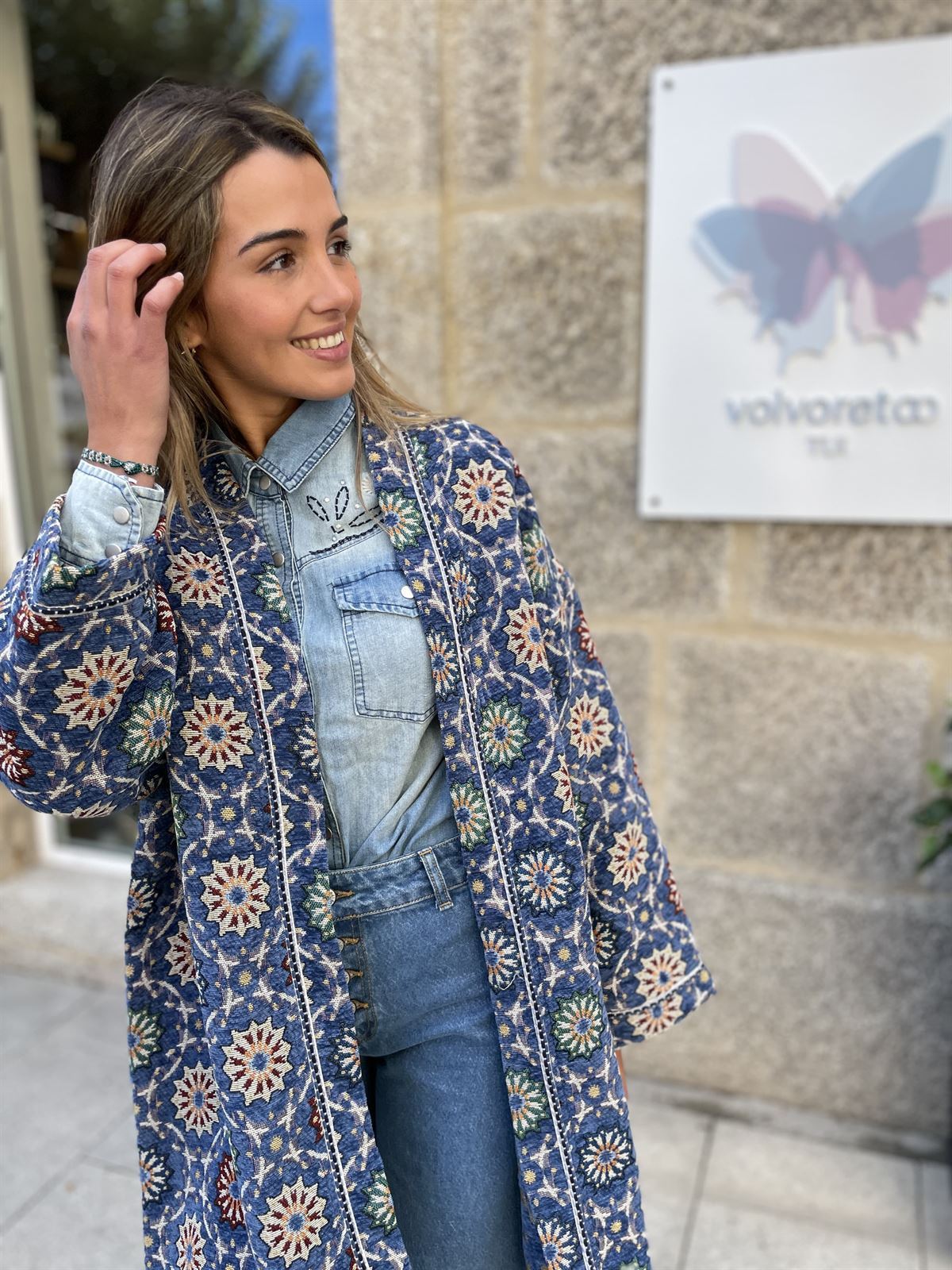 Kimono LUNA estampado azules - Imagen 1