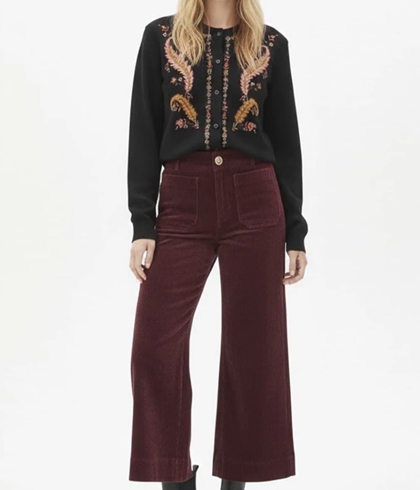 Pantalón Derhy COFLAMAND PANA BURDEOS - Imagen 2
