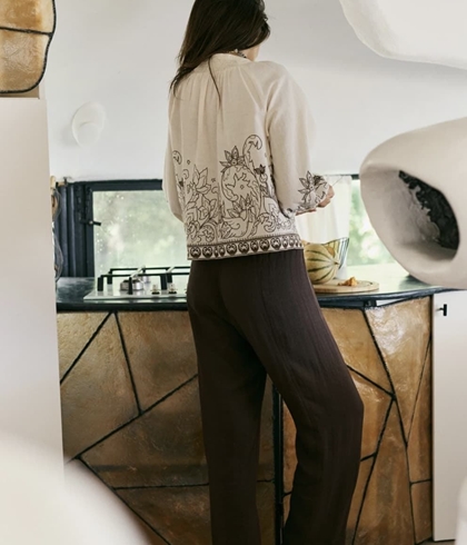 Pantalón Indi & Cold NM290 FLUIDO CON CORDÓN CHOCOLATE - Imagen 2