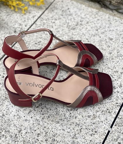 Sandalia Angari 52462 -MT FANNY granate tacón rojo - Imagen 2