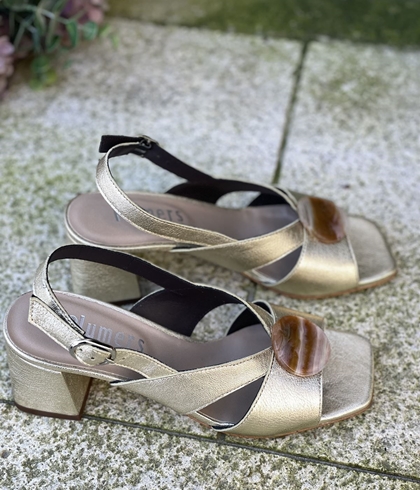 Sandalia Plumers Menorca 3119 pieza sacar dorado champagne - Imagen 2