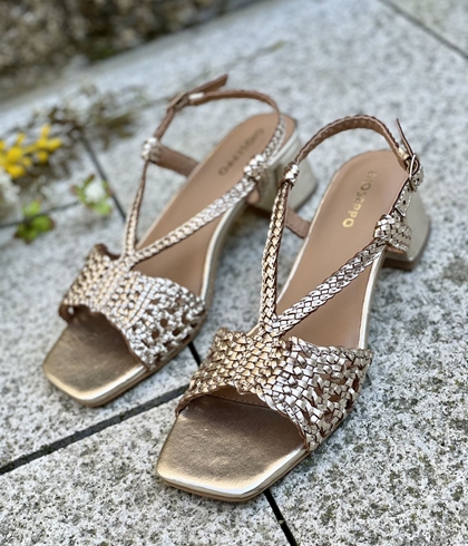 Sandalia tacón medio Piel trenzada 79234 BLISSFIELD PLATINO - Imagen 2