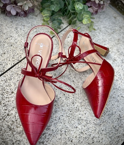 Stiletto Angari 52025 - 07 tacón atar coco rojo - Imagen 2