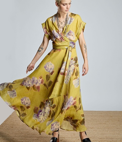 Vestido Alba Conde 2412-426-60 midi oliva estampado floral - Imagen 2