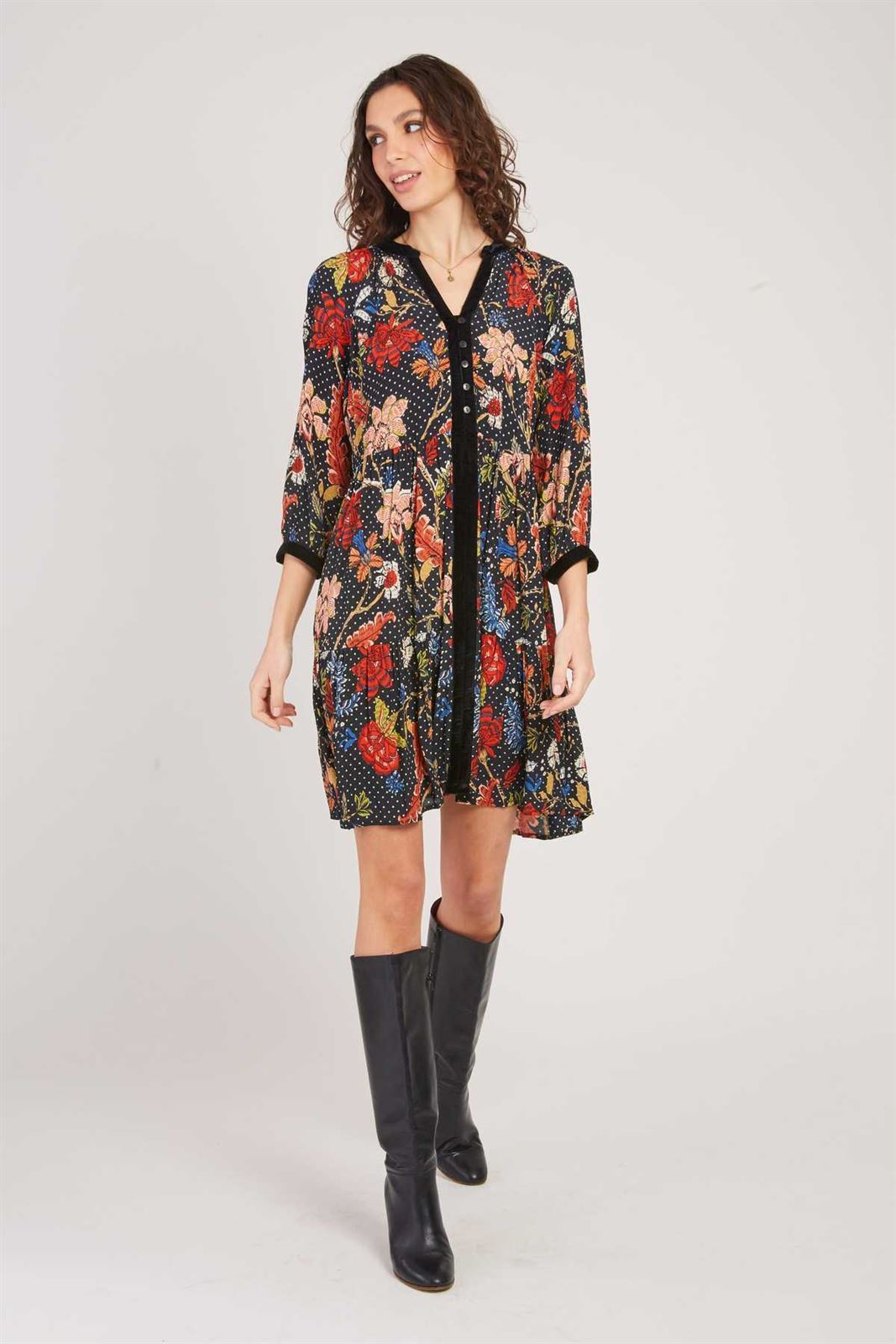 Vestido Derhy BERNIE estampado negro. - Imagen 2