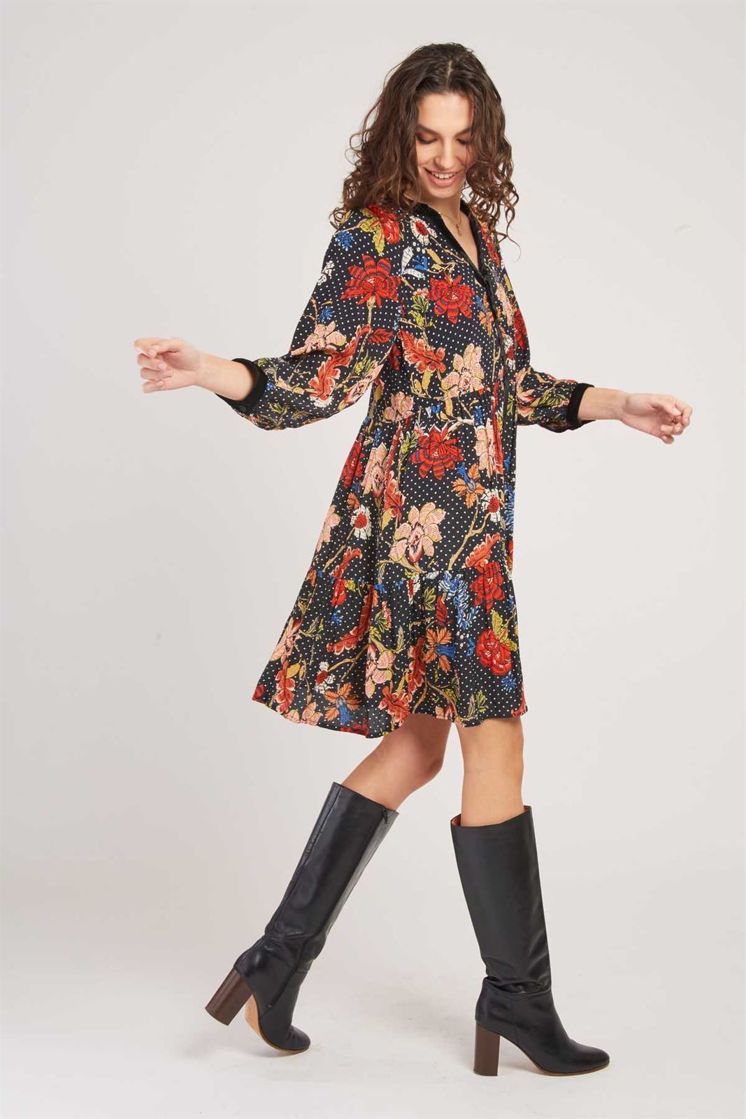 Vestido Derhy BERNIE estampado negro. - Imagen 3