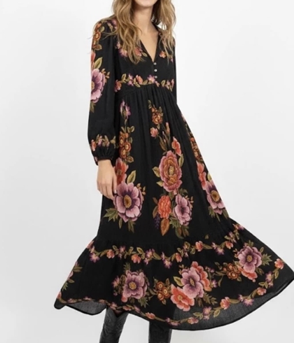 Vestido Derhy FANELLY negro estampado floral - Imagen 2