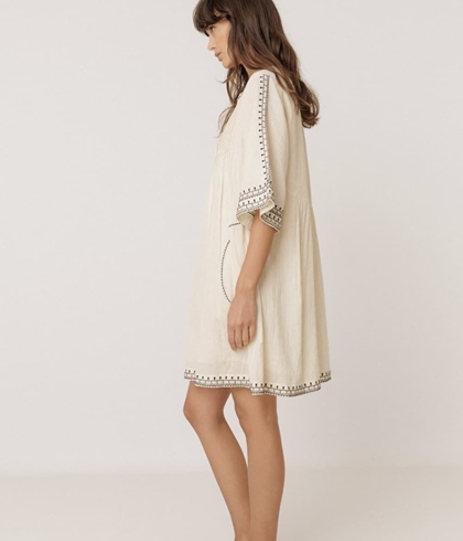 Vestido Indi & Cold AD188 BORDADO A CONTRASTE crudo - Imagen 2