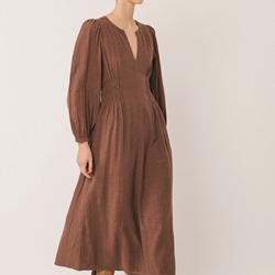 Vestido Indi & Cold algodón crepado marrón tabaco - Imagen 2