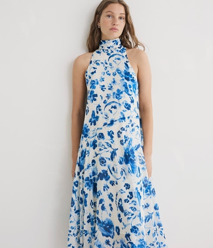 Vestido Yerse 44878 LAZO LARGO CUELLO HALTER azules - Imagen 2